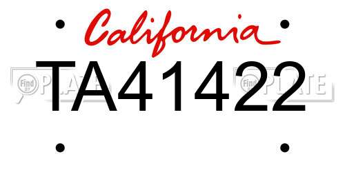 TA41422 California License Plate