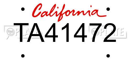 TA41472 California License Plate
