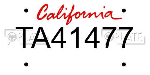 TA41477 California License Plate