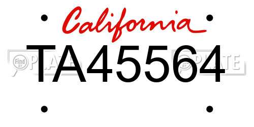 TA45564 California License Plate