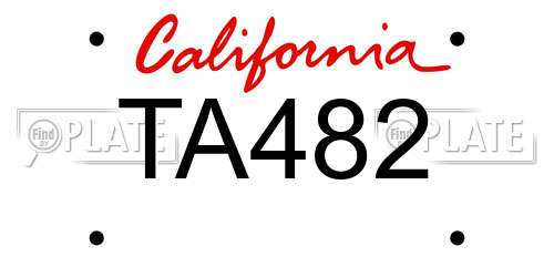 TA482 California License Plate