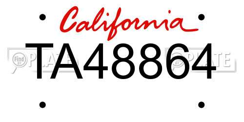 TA48864 California License Plate