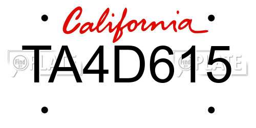 TA4D615 California License Plate
