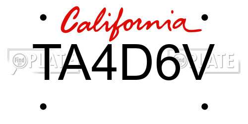 TA4D6V California License Plate