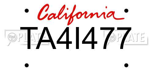 TA4I477 California License Plate