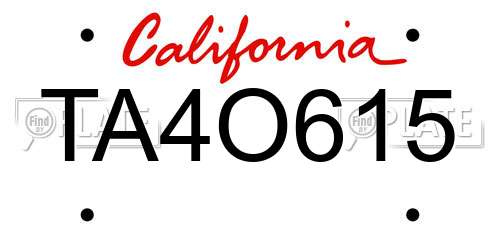 TA4O615 California License Plate