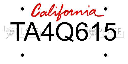 TA4Q615 California License Plate