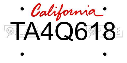 TA4Q618 California License Plate
