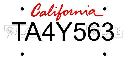 TA4Y563 California License Plate