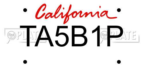 TA5B1P California License Plate