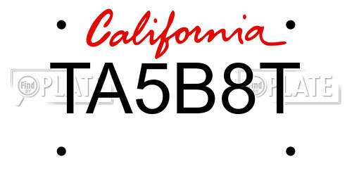 TA5B8T California License Plate