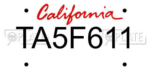 TA5F611 California License Plate
