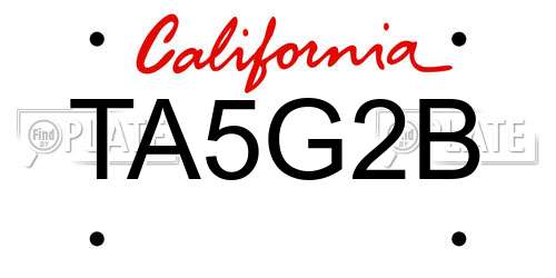 TA5G2B California License Plate