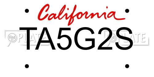TA5G2S California License Plate