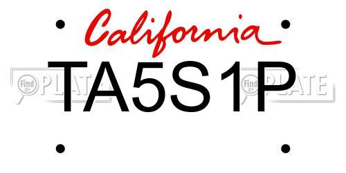TA5S1P California License Plate