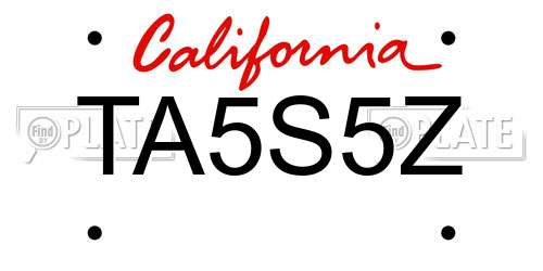 TA5S5Z California License Plate