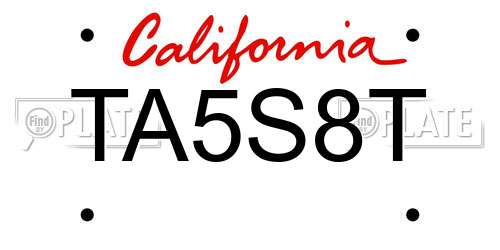 TA5S8T California License Plate