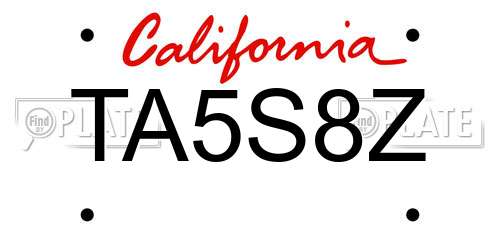 TA5S8Z California License Plate