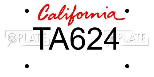 TA624 California License Plate