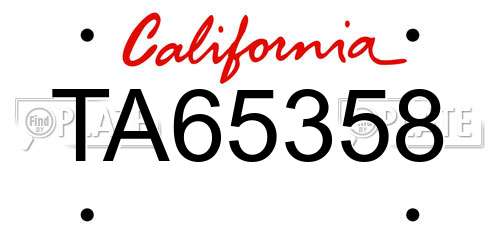 TA65358 California License Plate