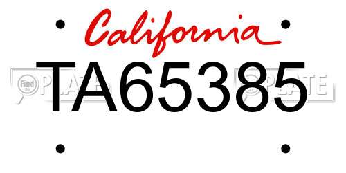 TA65385 California License Plate