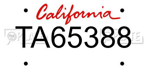 TA65388 California License Plate