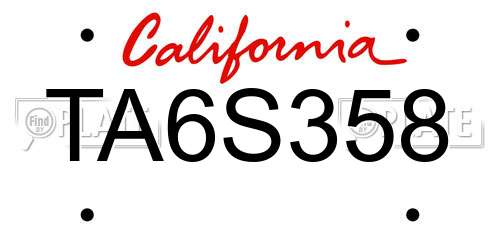 TA6S358 California License Plate