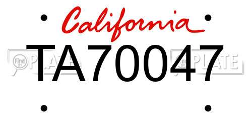 TA70047 California License Plate