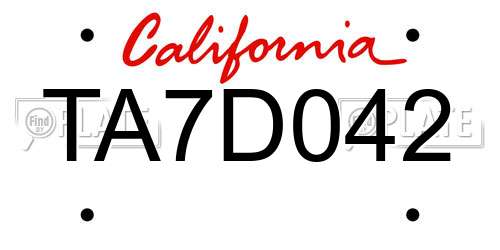 TA7D042 California License Plate