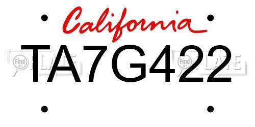 TA7G422 California License Plate