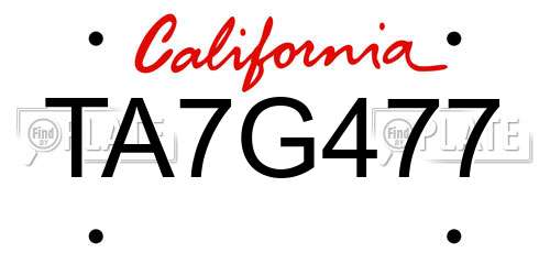 TA7G477 California License Plate
