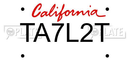 TA7L2T California License Plate