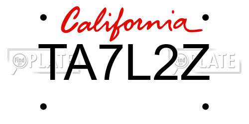 TA7L2Z California License Plate