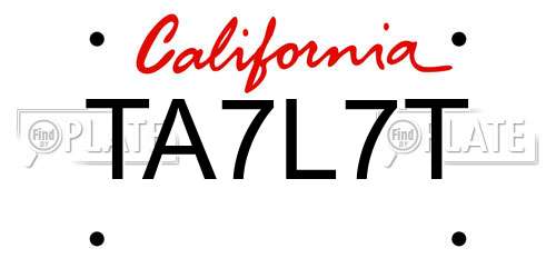 TA7L7T California License Plate
