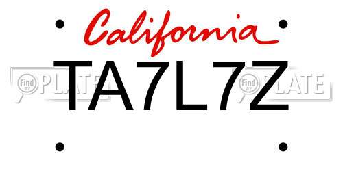 TA7L7Z California License Plate