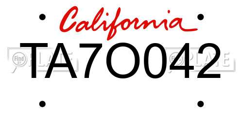 TA7O042 California License Plate