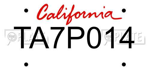 TA7P014 California License Plate