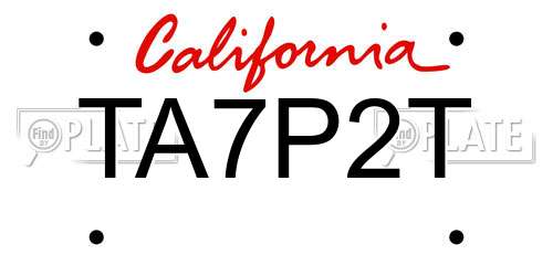 TA7P2T California License Plate