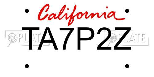 TA7P2Z California License Plate