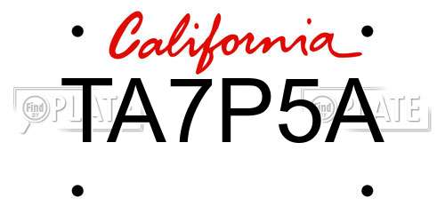 TA7P5A California License Plate