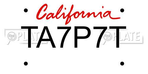 TA7P7T California License Plate
