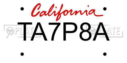 TA7P8A California License Plate