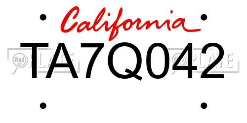 TA7Q042 California License Plate
