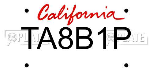 TA8B1P California License Plate