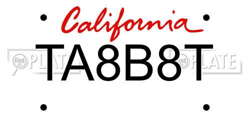 TA8B8T California License Plate