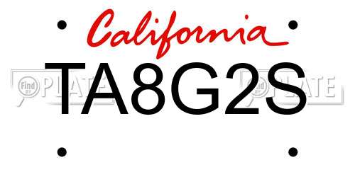 TA8G2S California License Plate