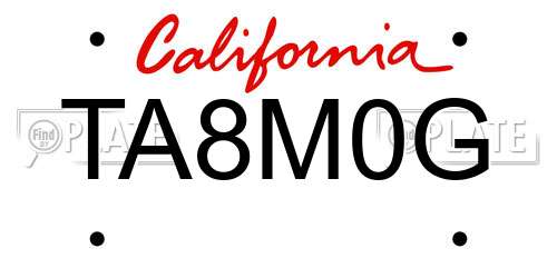 TA8M0G California License Plate