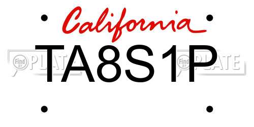 TA8S1P California License Plate