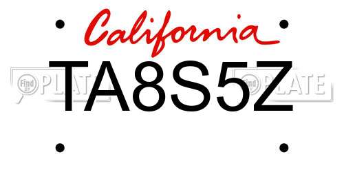 TA8S5Z California License Plate