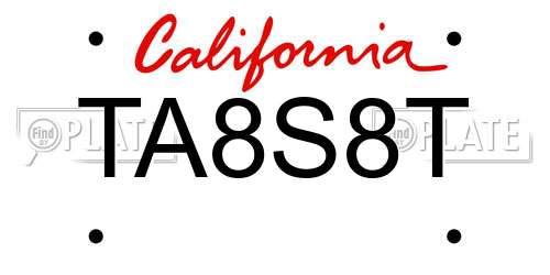 TA8S8T California License Plate